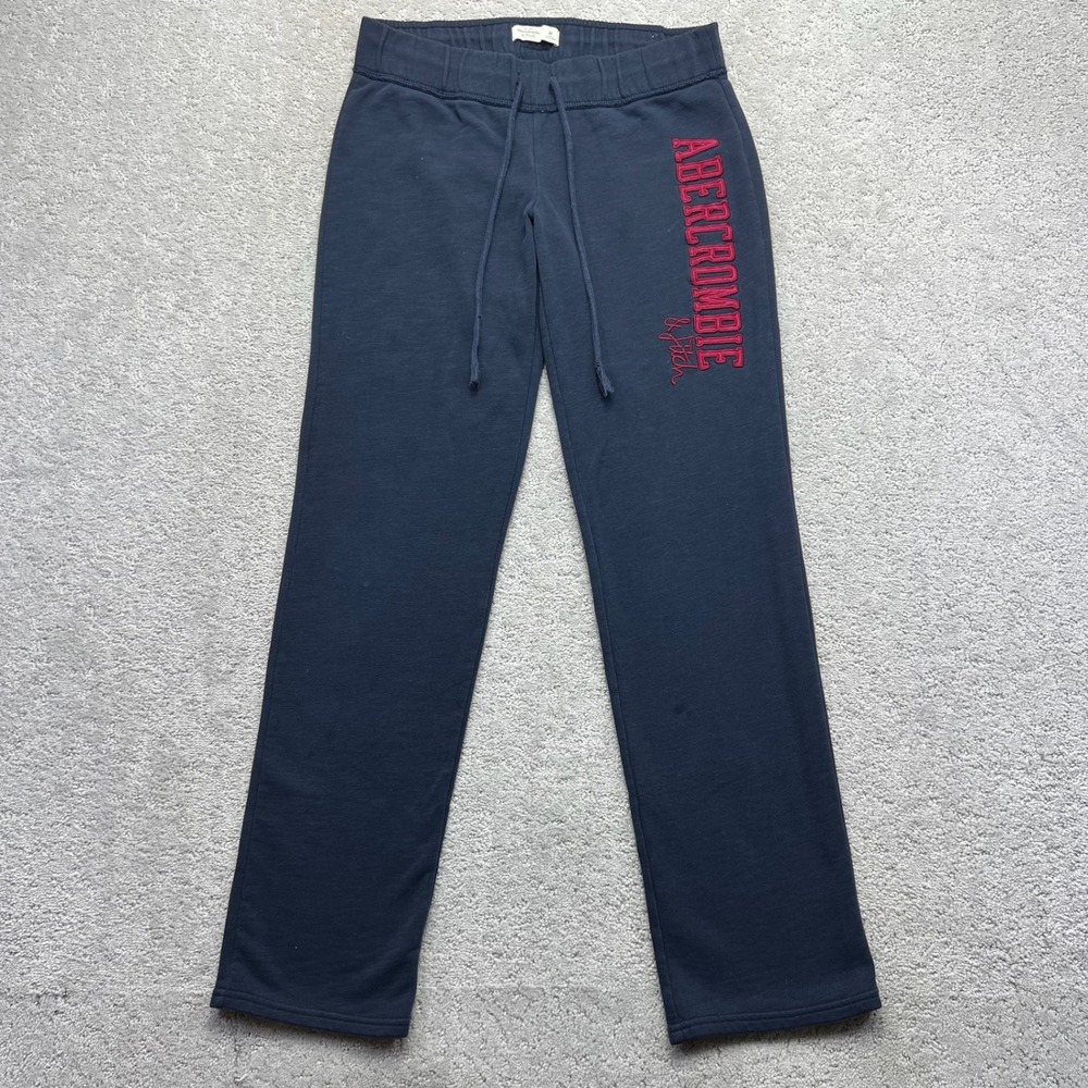 Abercrombie & Fitch Sweatpants Womens Medium Navy Blue Embroidered Logo Comfy